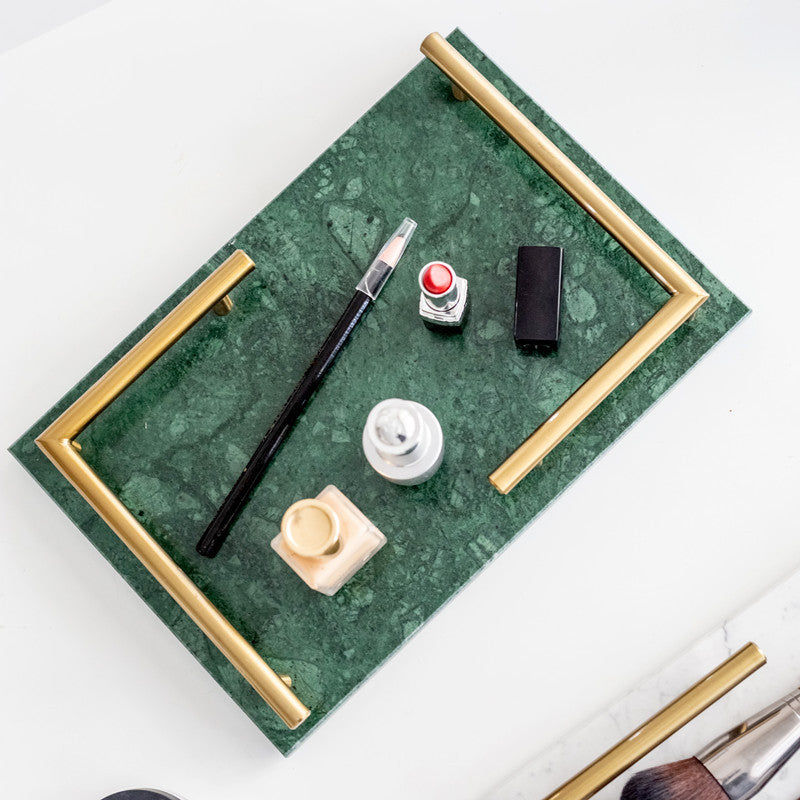 Redefined Marble Jewelry Tray with L Handles