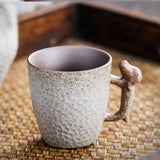 Vintage White Stoneware Teacup with Dog-shaped Handle