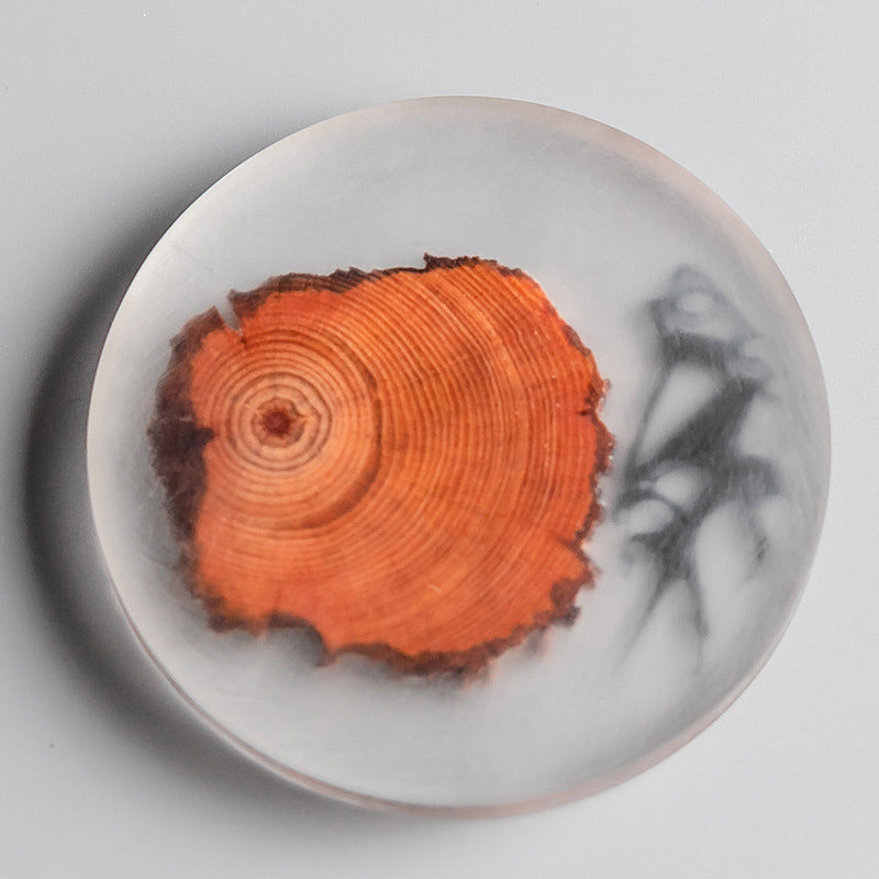 Pine & Resin Imprinted Round Coasters, Set of 6-Detail