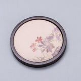 Hand-Painted Floral Bamboo Coasters, Set of 6-Round