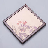 Hand-Painted Floral Bamboo Coasters, Set of 6-Square