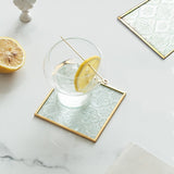 Embossed Square Coasters with Gold Edge, Set of 4