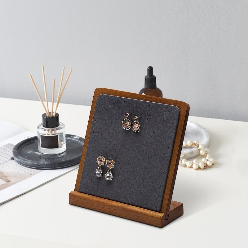 Removable Earring Display Stand with Solid Wood Base