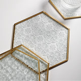 Embossed Hexagon Coasters with Gold Edge, Set of 4-Detail