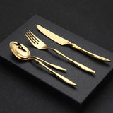 4 Pieces Gold Stainless Steel Flatware Set with Creative Handle-Details