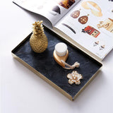 Marble Jewelry Tray with Removable Metal Frame-Black