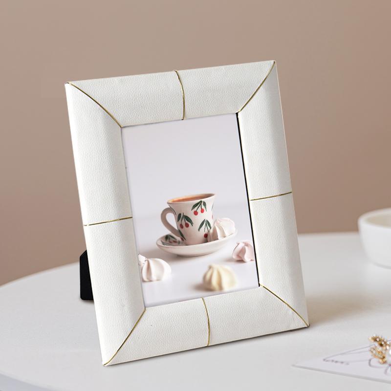 Pure White Leather Picture Frame