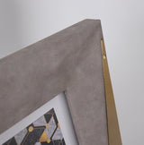 Gray Leather and Gold Metal Picture Frame-Leather Details