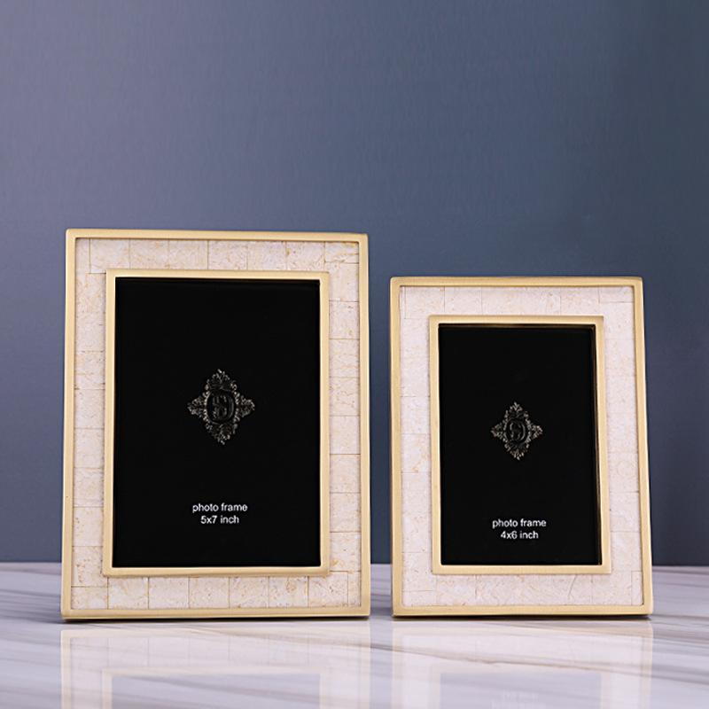 Handmade Brass and Marble Picture Frame-4'' x 6'', 5'' x 7''