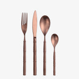 4 Pieces Rose Gold Stainless Steel Flatware Set with Bamboo-shaped Handle