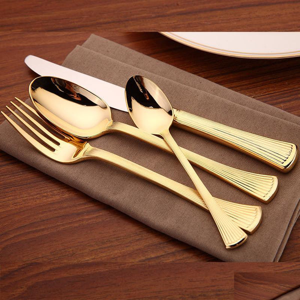 4 Piece Gold Stainless Steel Flatware Set with Creative Handle