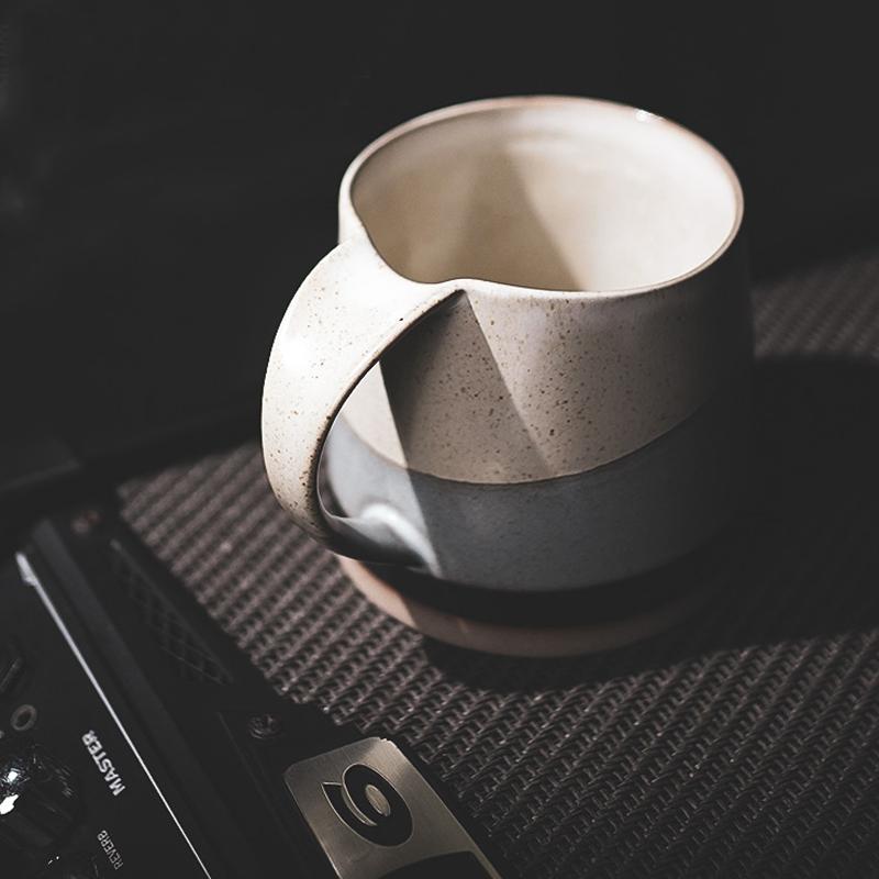 Beige Navy and Light Blue Ceramic Coffee Mug-12 oz.-Details