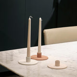 Contemporary Ceramic Taper Candle Holder with Circle Stand