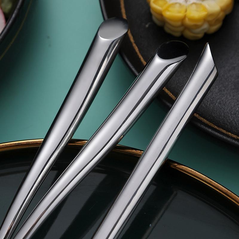 5 Pieces Silver Stainless Steel Flatware Set with Slant Handle-Handle Details