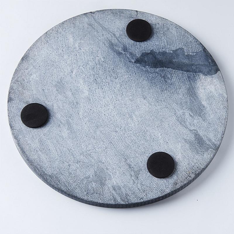 Round Marble Jewelry Tray with Removable Frame-Bottom