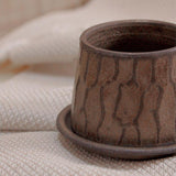 Rust Handmade Ceramic Teacup with Uneven Surface-Details