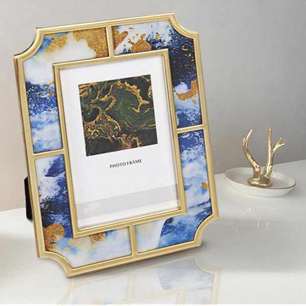 Natural Octagonal Metal Picture Frame-Navy