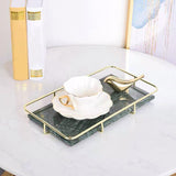 Natural Marble Jewelry Tray with Removable Bracket-Gold Frame