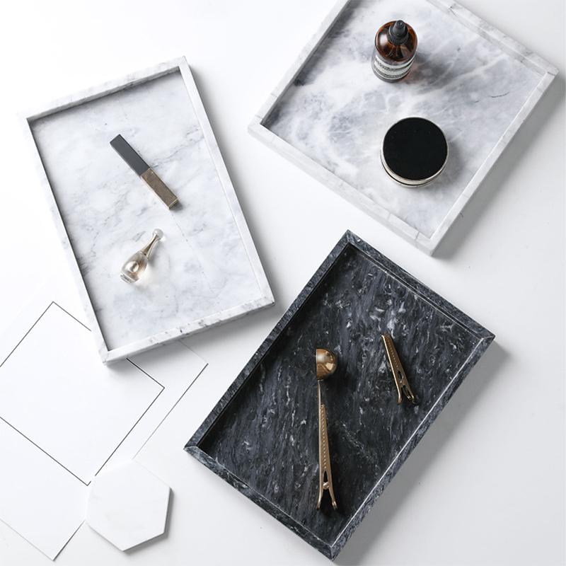 Minimalist Geometric Marble Jewelry Tray-Front