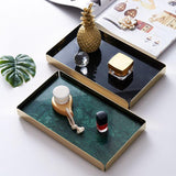 Marble Jewelry Tray with Removable Metal Frame-Gold