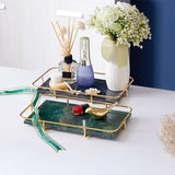 Natural Marble Jewelry Tray with Removable Bracket-Metal Frame