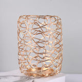 3 Piece Hollow Gold Metal Votive Candle Holder-Details