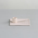 Spiral Pattern Pink Porcelain Candle Holder with Rectangle Base