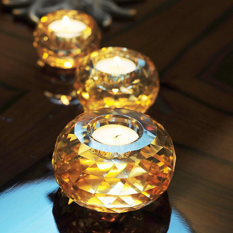 Delicate Gold Crystal Glass Candle Holder