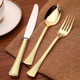 4 Pieces Classic Gold Stainless Steel Flatware Set with Shell-like Handle-Head Details