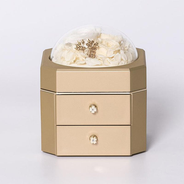 Preserved Flower Champagne Jewelry Box-Front