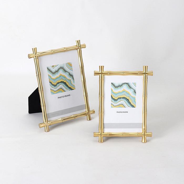 Bamboo Gold Metal Picture Frame-4'' x 6'', 5'' x 7''