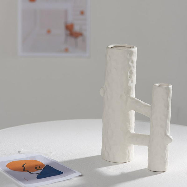 H-shaped White Ceramic Candle Holder