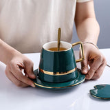 Malachite Green Ceramic Teacup in Gift Box-Holding