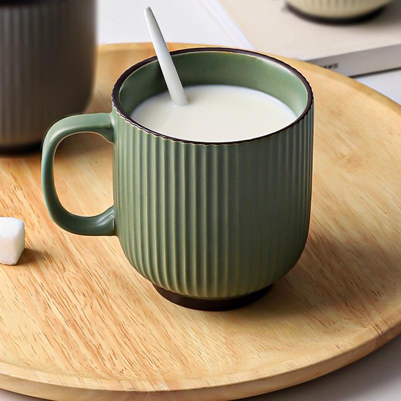 Stripe Porcelain Coffee Mug-Green