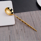 4 Pieces Gold Stainless Steel Flatware Set with Creative Handle-Spoon Details