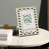 Black and White Wavy Stripes Metal Picture Frame