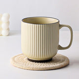 Stripe Porcelain Coffee Mug-Beige