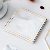 Geometric Marbled Coasters with Gold Edge, Set of 4-Square