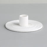 Spiral Pattern Ceramic Candle Holder in Morandi White-Surround Details