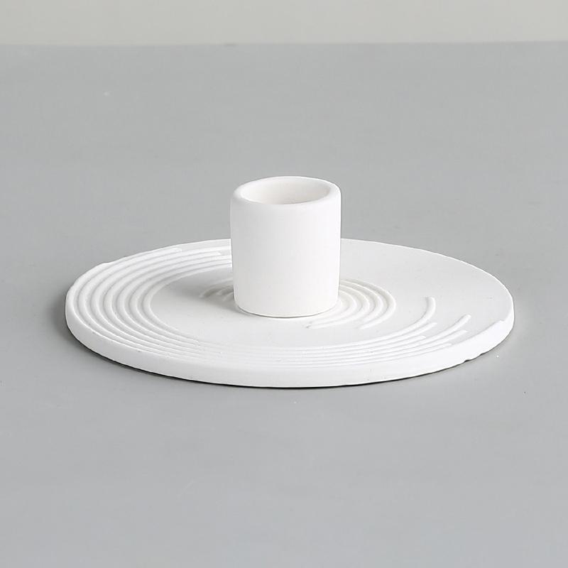 Spiral Pattern Ceramic Candle Holder in Morandi White-Surround Details