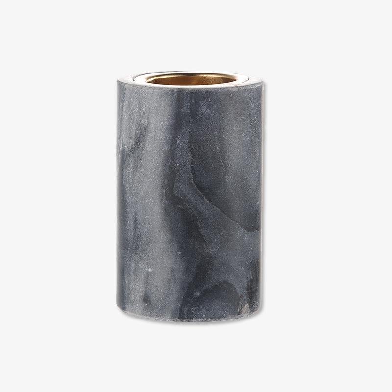 Cylindrical Gray Marble Candle Holder-Large