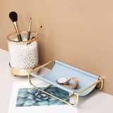 Leather Pocket Jewelry Tray with Gold Frame