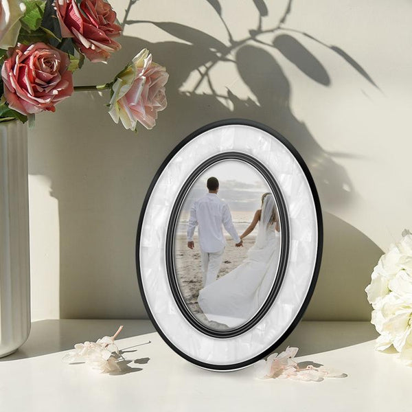 Handmade Oval White Seashell Picture Frame