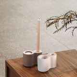 Double Holes Ceramic Candle Holder in Morandi Gray and White -Details