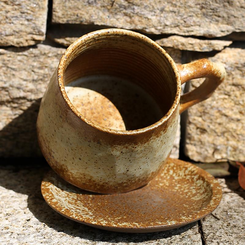 Gradient Brown Handmade Ceramic Teacup with Uneven Surface-Details