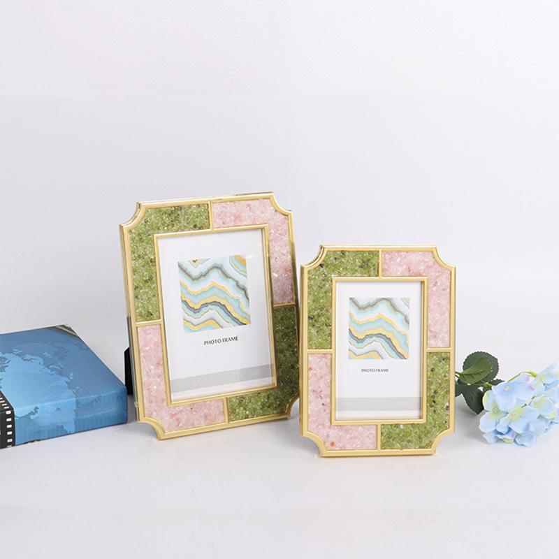 Pink and Green Colored Stone Picture Frame-Scene