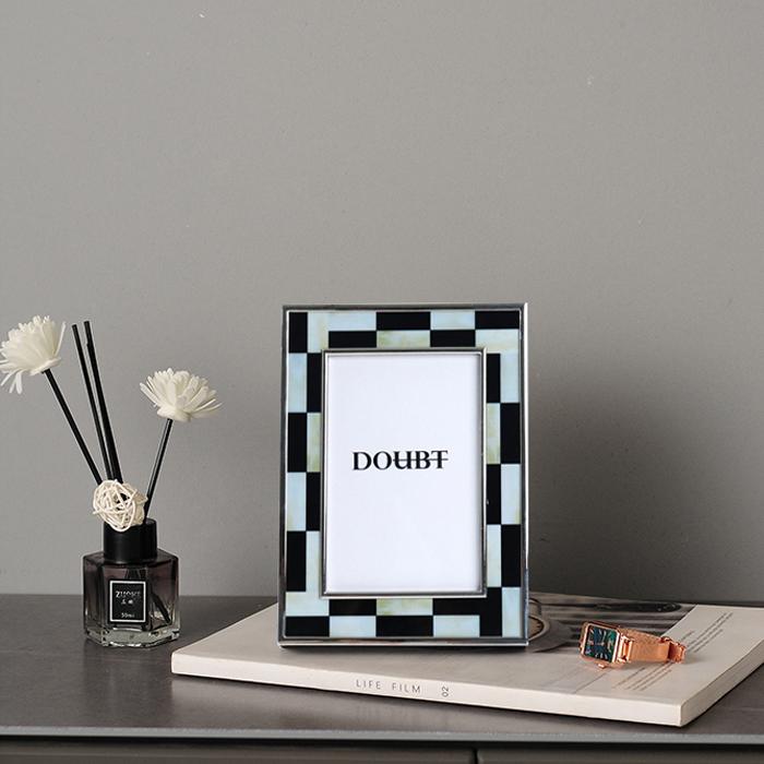 Black and White Plaid Picture Frame