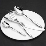 4 Pieces Silver Stainless Steel Flatware Set with Creative Handle