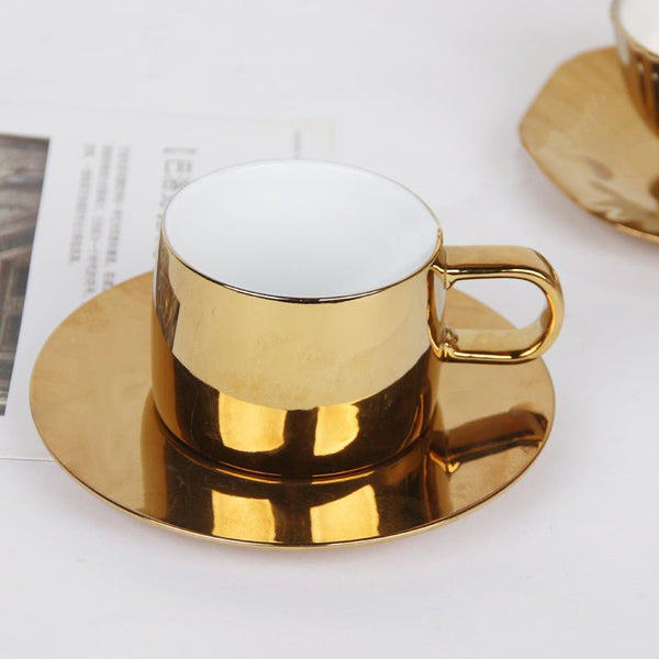 Sparkling Gold Porcelain Teacup Set