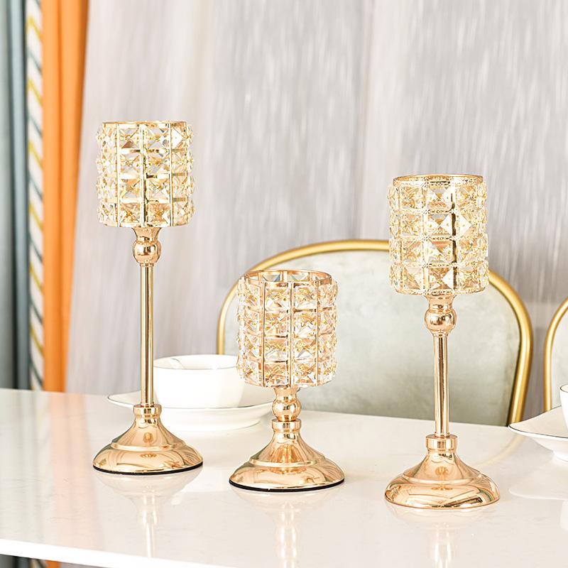 Gold Crystal Candle Holder-Side